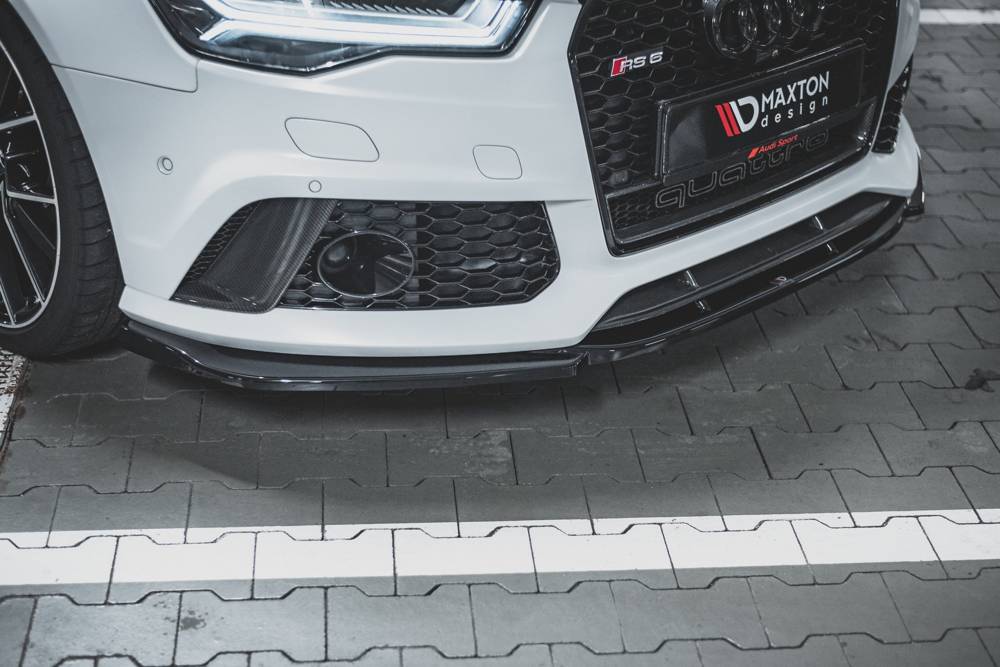 Voorspoiler V.3 Audi RS6 C7 Maxton Glans Zwart