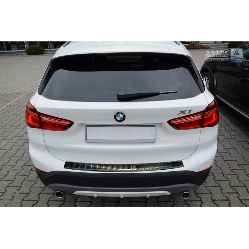 Black Stainless Steel Rear bumper protector  BMW X1 (F48) 2015-2022 'Ribs'