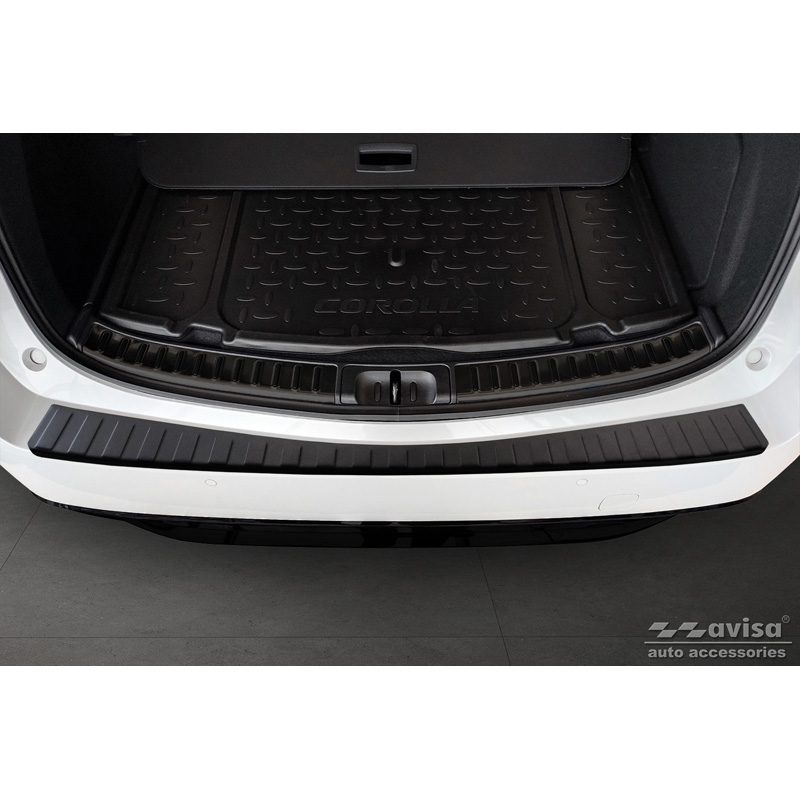 Matt Black Stainless Steel Rear bumper protector  Toyota Corolla XII Combi 2019- (incl. GR Sport) & Suzuki Swace Combi 2020- 'Ribs'