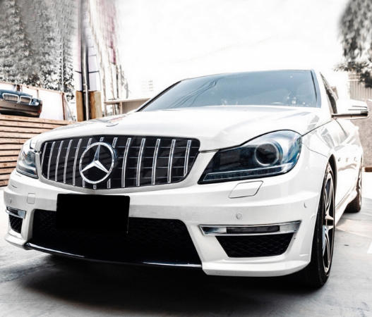 Grill Mercedes C-klasse W204 S204 GT Look Panamericanan Chroom Zwart
