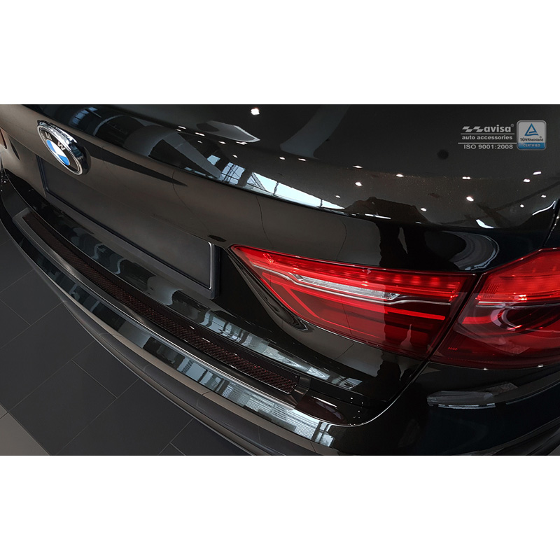 RVS Achterbumperprotector 'Deluxe'  BMW X6 F16 2014-2019 Zwart/Rood-Zwart Carbon excl. M-Pakket