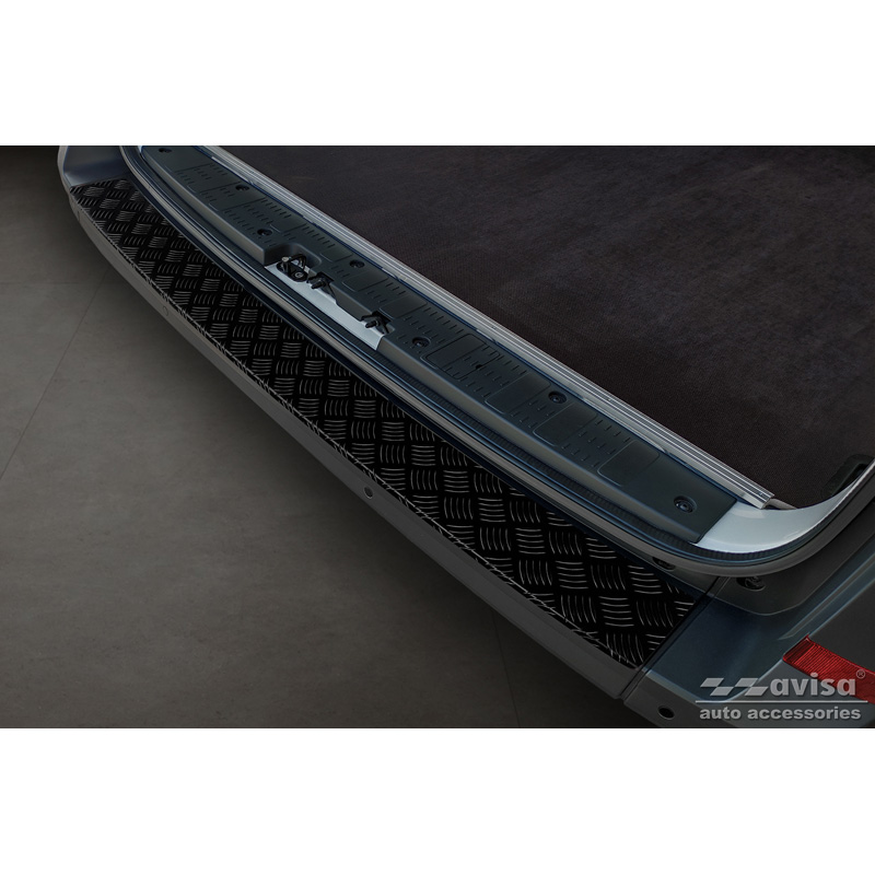 Matt Black Aluminum Rear bumper protector  Volkswagen Crafter & MAN TGE 2017- 'Riffled Plate'