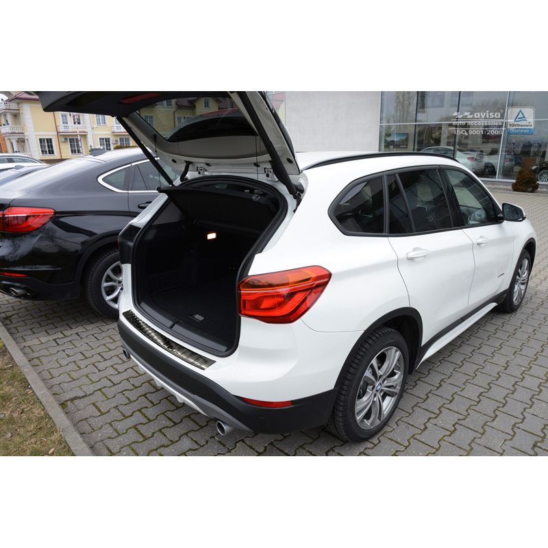 Black Stainless Steel Rear bumper protector  BMW X1 (F48) 2015-2022 'Ribs'