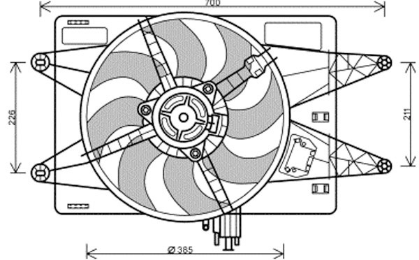 Radiator FAN COMPLEET DOBLO 00-05 1.9 D +AC 46 kw