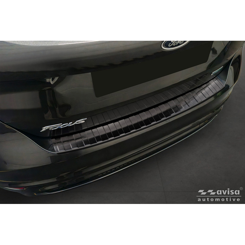 Zwart RVS Achterbumperprotector  Ford Focus III HB Facelift 2014-2018 & Fiësta 2017-2023 'Ribs'