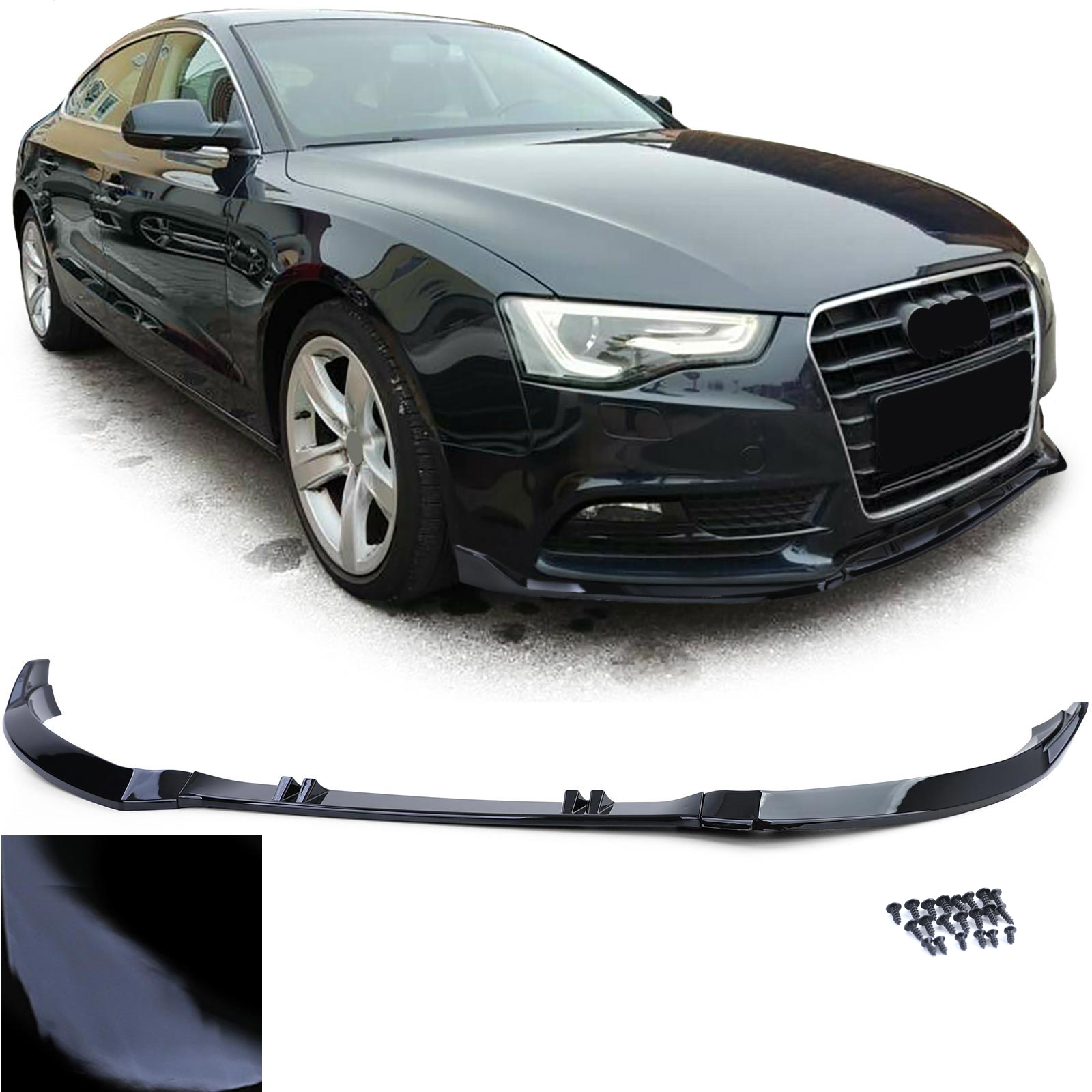 Voorspoiler Audi A5 8T/8F 11-17 Glans Zwart