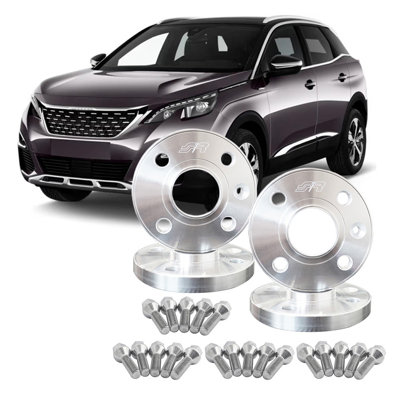 Simoni Racing Aluminium-Spurverbreiterungssatz - 2x16mm(VA) - 2x20mm(HA) (Mittenzentrierung 65,1mm) mit Radschrauben - passend für Peugeot Diverse