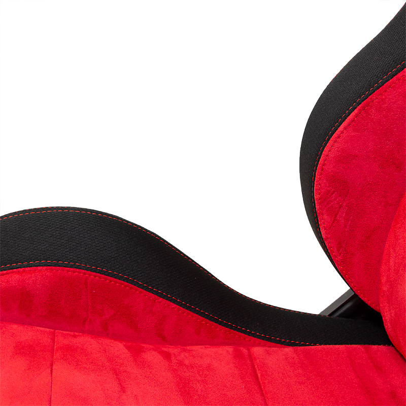 Sport seat 'Eco Soft' - Black/Red - Dual-side reclinable back-rest - incl. slides