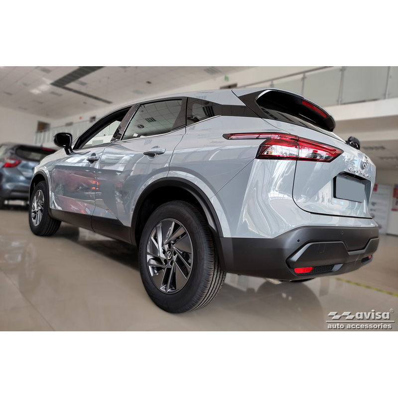 Black Stainless Steel Rear bumper protector  Nissan Qashqai III 2021- 'Ribs'