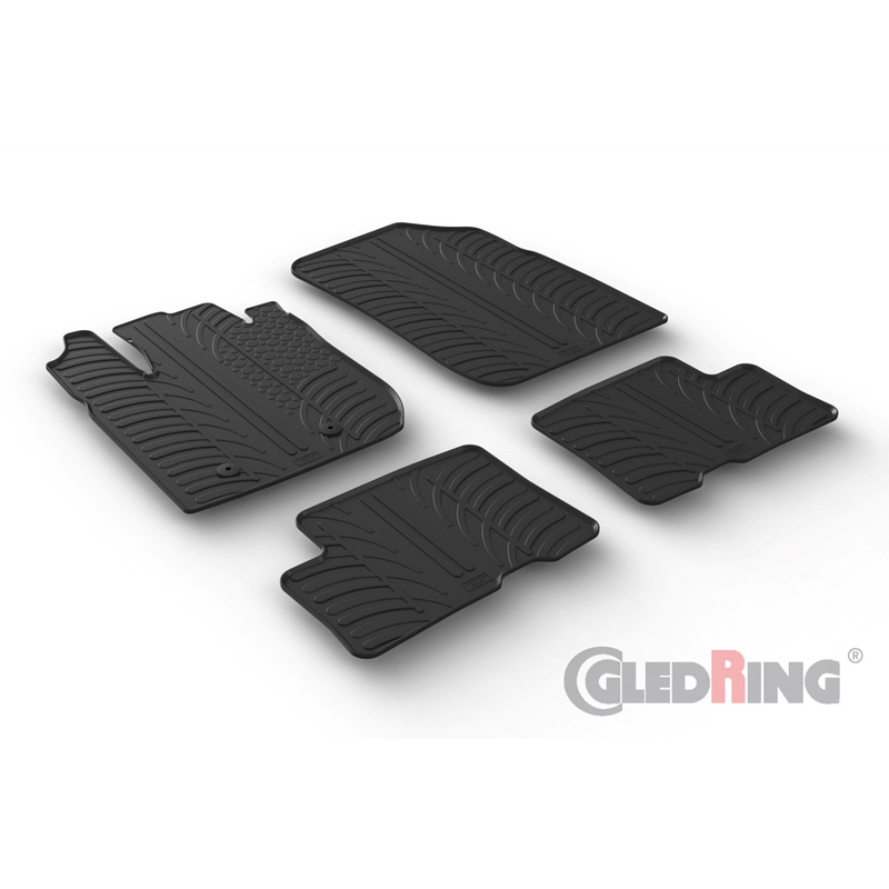 Rubber car mats set  Dacia Duster 2018-2024 (T profile 4-pieces + mounting clips)