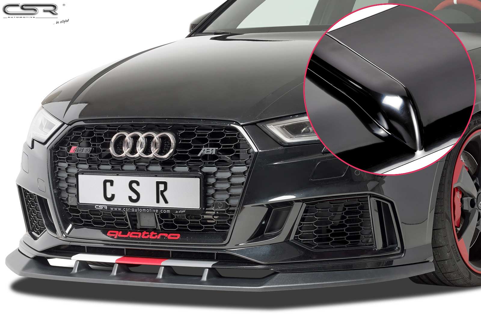 Voorspoiler Audi RS3 8V Glans Zwart