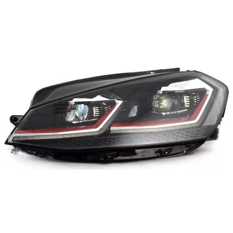 Set Koplampen in 7.5-Look  Volkswagen Golf VII 2012-2017 - Zwart/Rood - incl. Dynamic Running Light