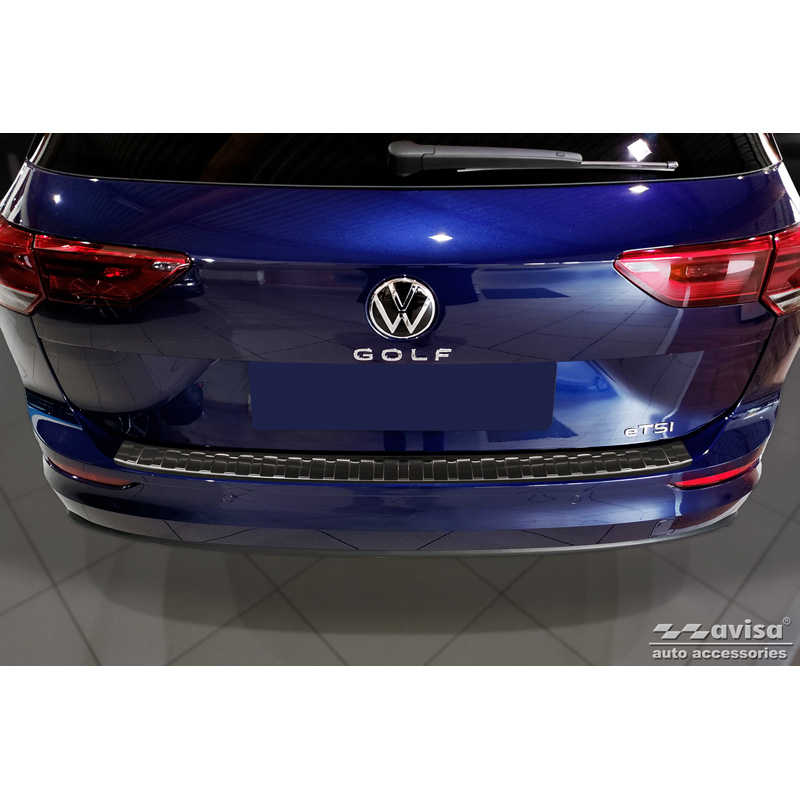 Black Stainless Steel Rear bumper protector  Volkswagen Golf VIII Variant 2020-2024 & FL 2024- 'Ribs'