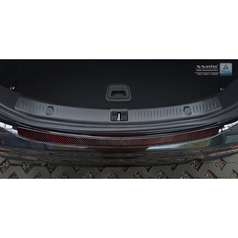 Carbon Rear bumper protector  Mercedes E-Class W213 Sedan 2016-2020 & FL 2020-2023 Red-Black Carbon