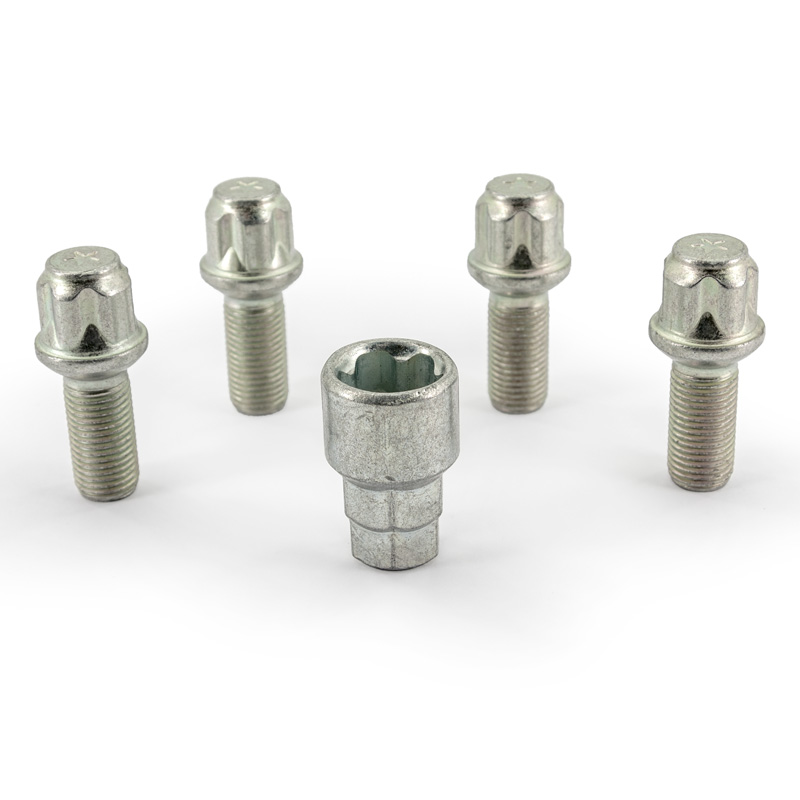 H&R Wheel lock set R14 M14x1.50x28mm Round-Head - 4 wheel lock bolts incl. adapter