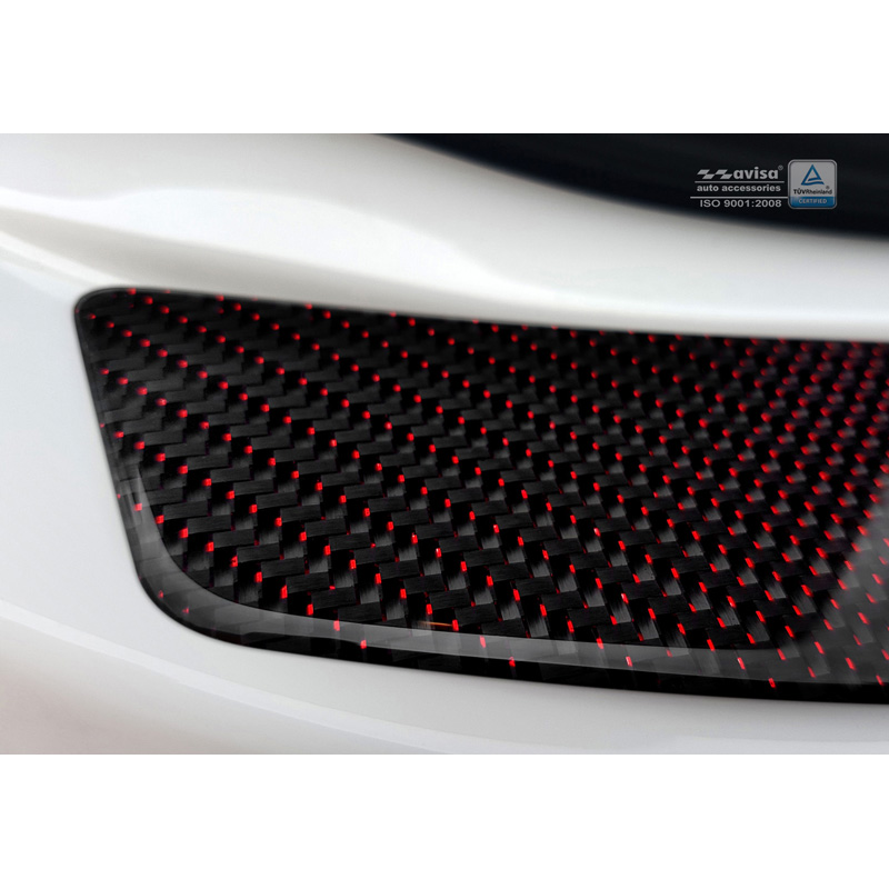 Carbon Rear bumper protector  Mercedes C-Class W205 Sedan 2014-2021 Red-Black Carbon