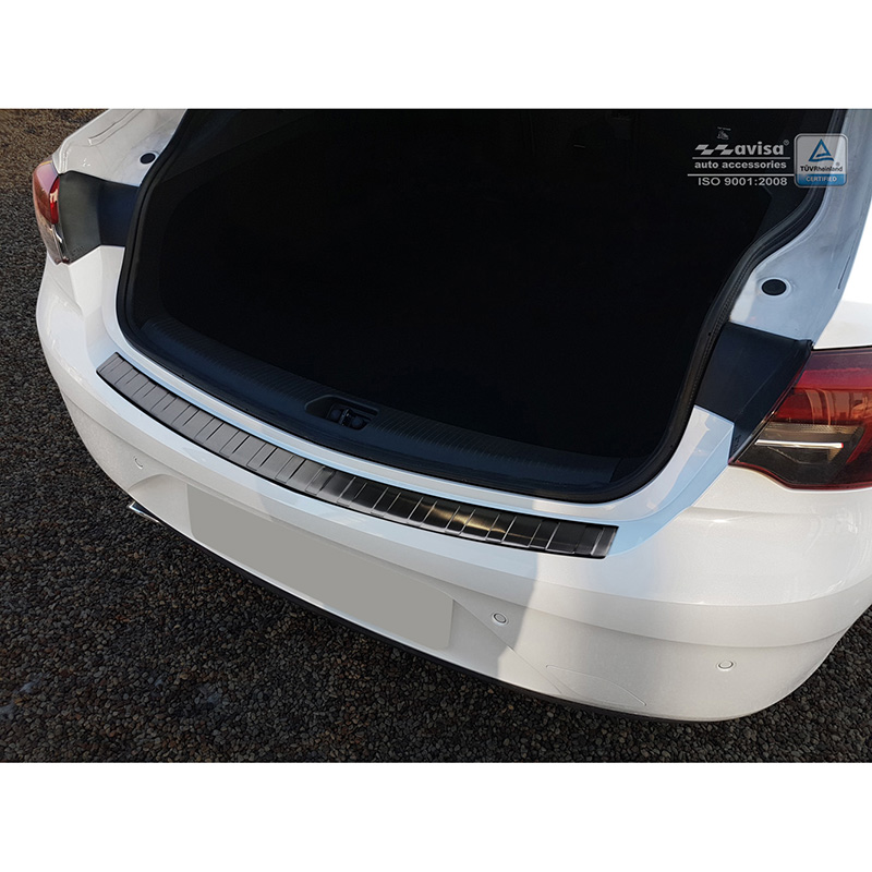 Black Stainless Steel Rear bumper protector  Opel Insignia Grand Sport 5-doors 2017-2020 & FL 2020- 'Ribs'