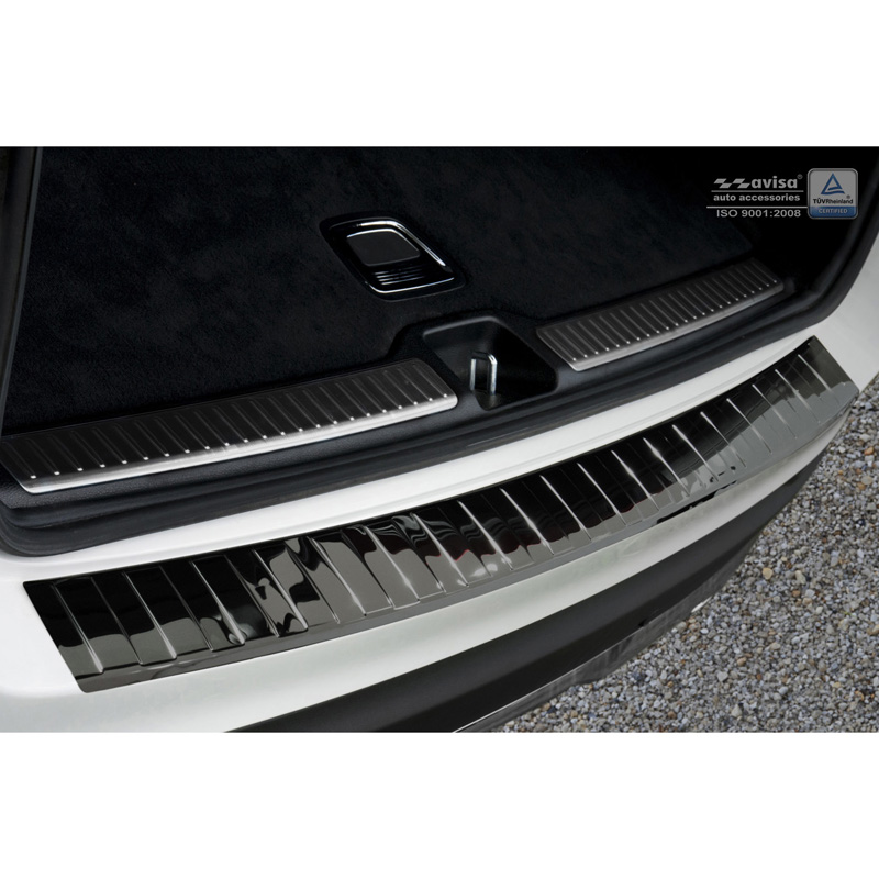 Black Mirror Stainless Steel Rear bumper protector  Mercedes GLC 2015-2019 & FL 2019- 'Ribs'