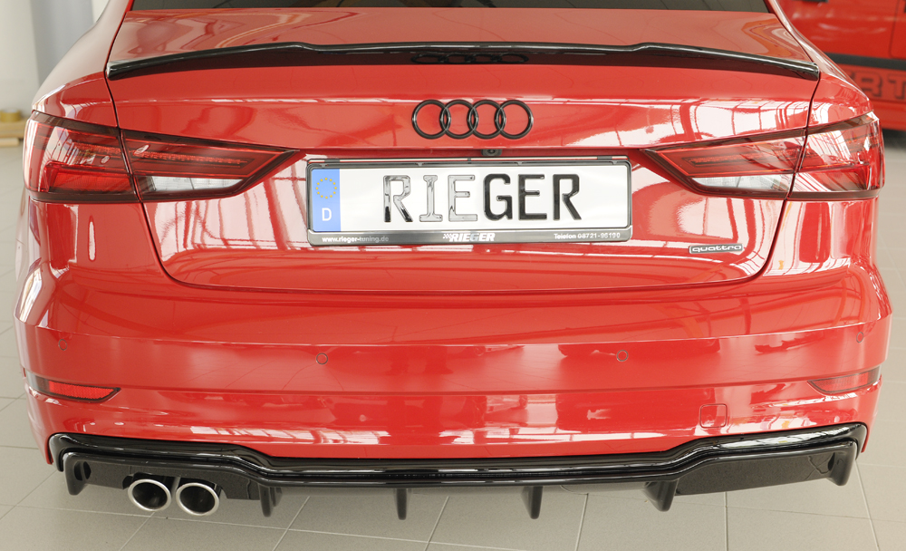 Achter diffusor Rieger Audi A3 8V 16-20 Sedan/Cabrio S-line Glans Zwart