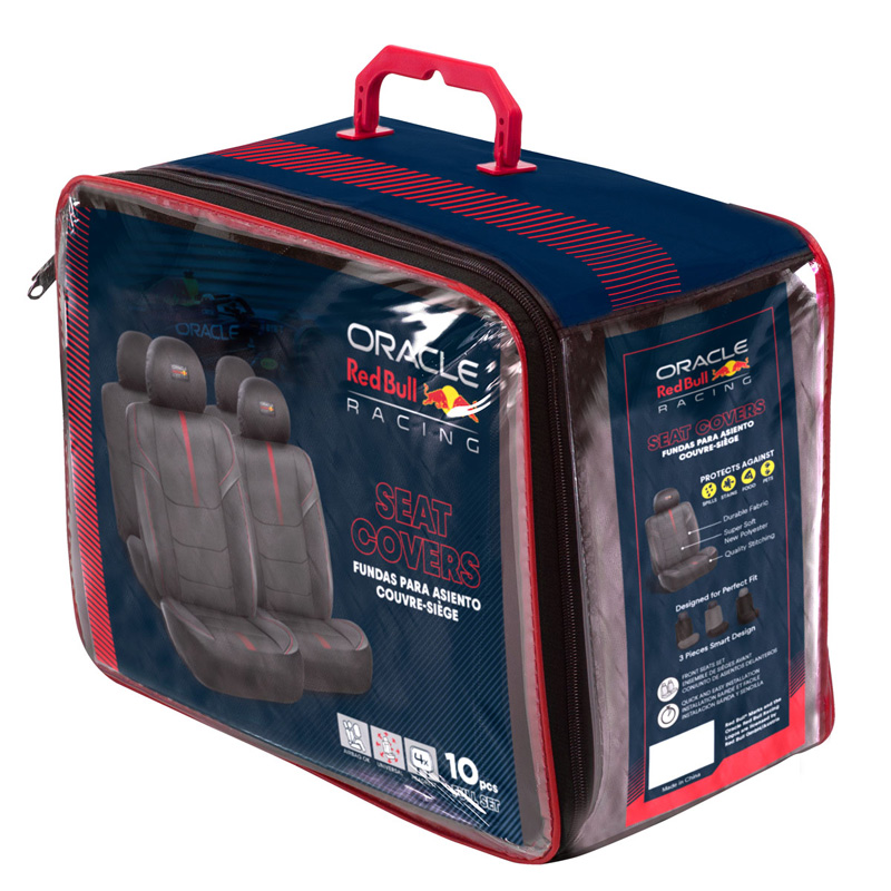 Red Bull Oracle Universal seat cover set Pro - 10-piece set - Black/Red -  Side-Airbags