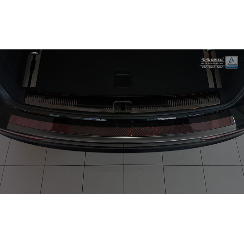 Stainless Steel Rear bumper protector 'Deluxe'  Audi Q5 2008-2016 Black/Red-Black Carbon