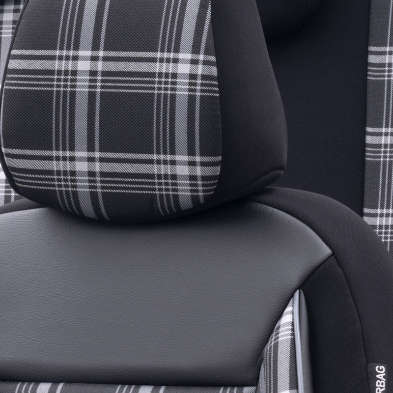Universal Fabric Seat cover set 'Sports' Black/Grey - 11-pieces -  Side-Airbags
