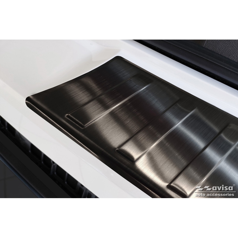 Black Stainless Steel Rear bumper protector  Opel Mokka II 2020- 'Ribs' (2-pieces)