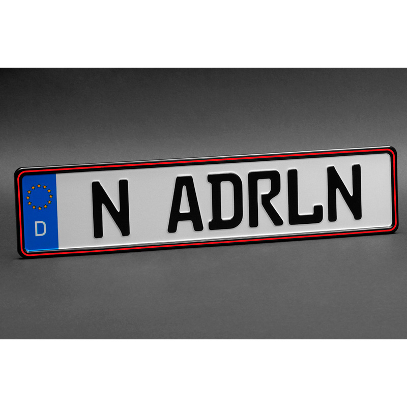 Set Premium Synthetic license plate holders 52,7x12,3cm - Type Mono Rosso Corsa - Black/Red - 2 pieces