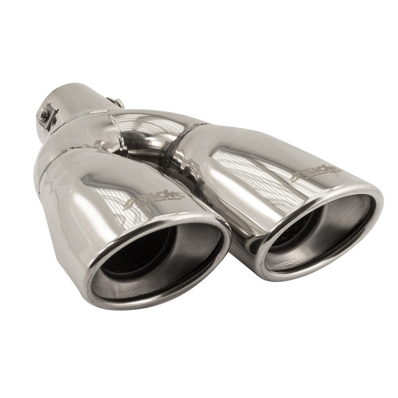 Simoni Racing Exhaust Tip Double Oval/Slanting Inox - 167x67xL220mm - Installation 37->57mm - Left