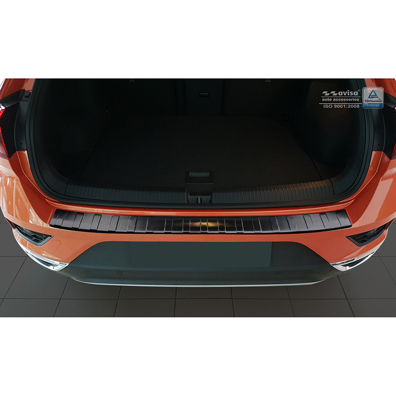 Black Stainless Steel Rear bumper protector  Volkswagen T-Roc 2017-2022 & Facelift 2022- incl. Cabrio 'Ribs'