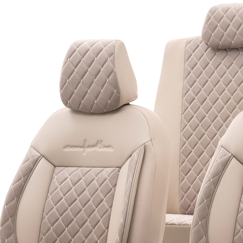 Universal Velours/Fabric Seat cover set 'Comfortline VIP' Crème - 11-pieces -  Side-Airbags