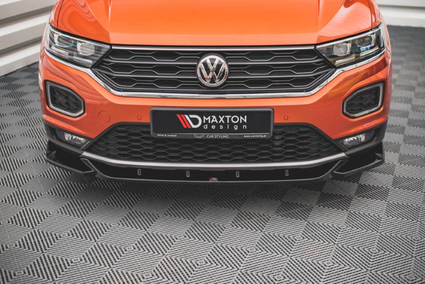 Voorspoiler V.1 VW T-Roc Glans Zwart