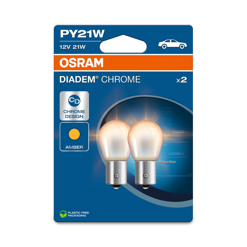 Osram Diadem Chroom Halogeen lampen - BAU15S - 12V/21W - set à 2 stuks - Amber