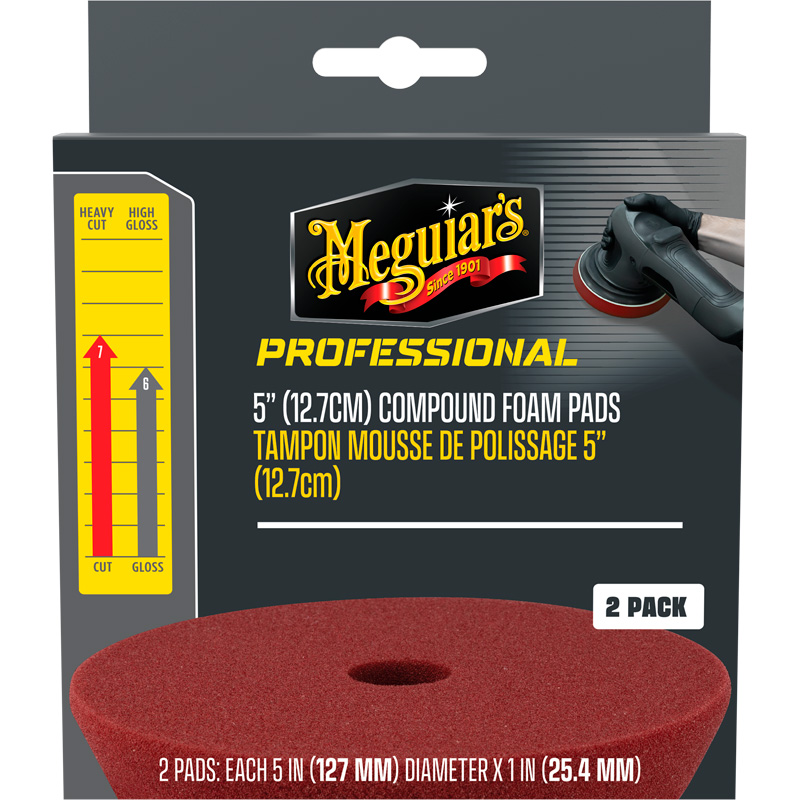 Meguiar's Professional Foam Compound Pads - 5'' diameter x 1'' (127mm x 25,4mm) - Rood - set van 2