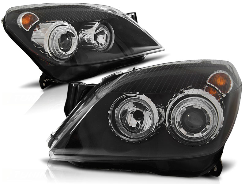 Koplampen Opel Astra H Angel Eyes chroom