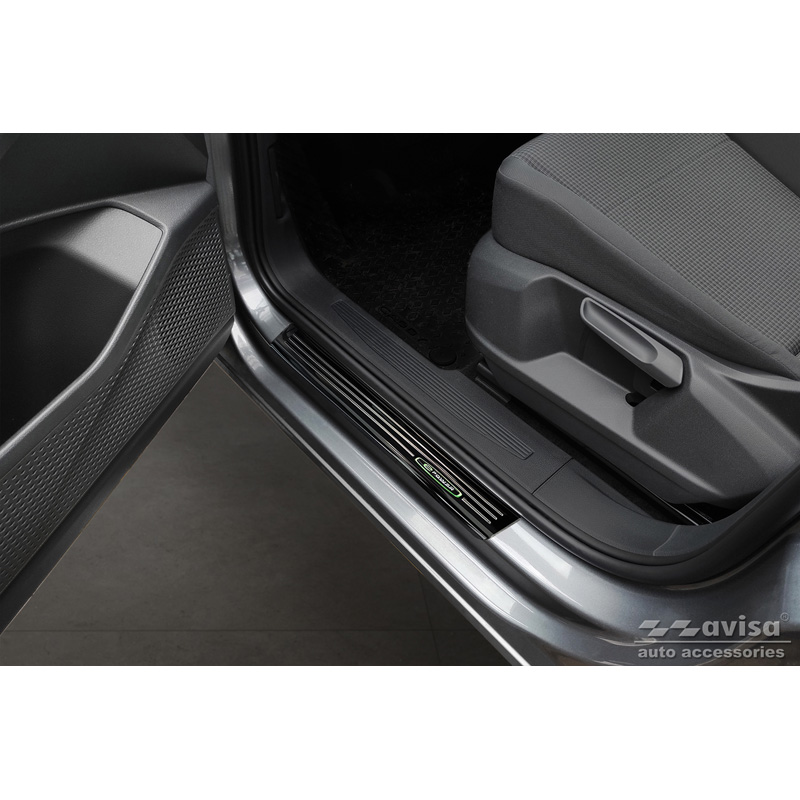 Mirror Black Inox door sill protectors  Volkswagen Caddy V 2020- 'E-Power' - 2-pieces