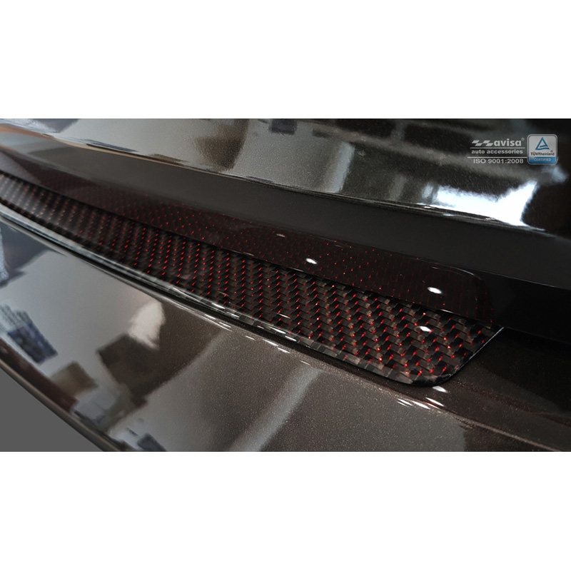 Carbon Rear bumper protector  BMW 7-Series G11/G12 2015-2019 excl. M-Package - Red-Black Carbon