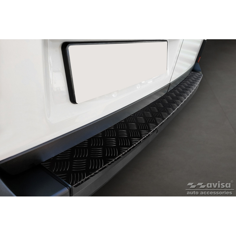 Matt Black Aluminum Rear bumper protector  Volkswagen Crafter & MAN TGE 2017- 'Riffled Plate'