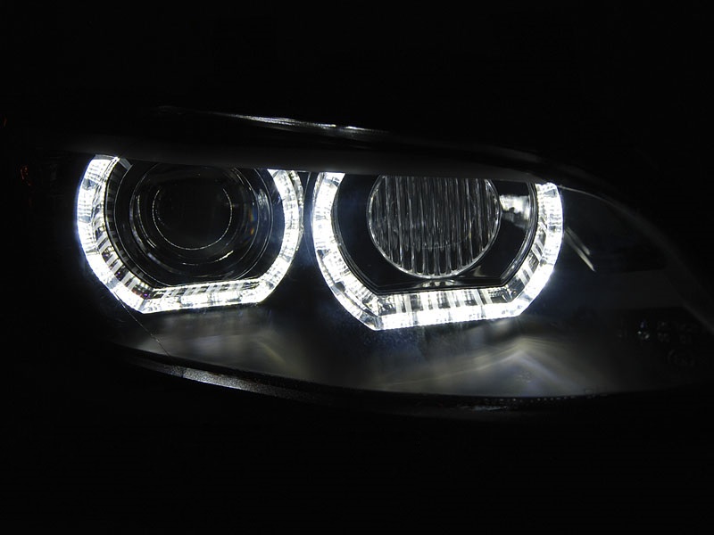 Headlights BMW E92/E93 Angel Eyes 3D LED Xenon black