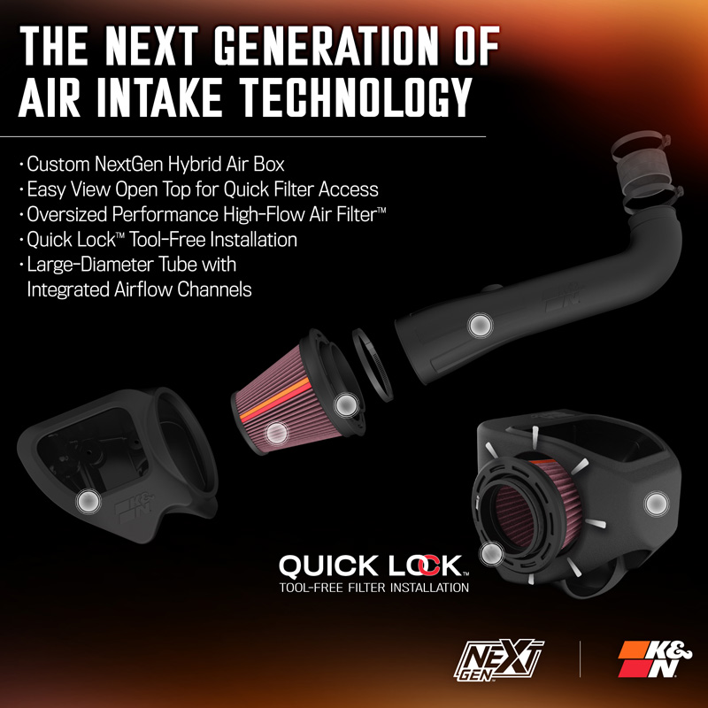 K&N NextGen Cold Air intake  Jeep Wrangler 3.6L V6 2012-2018 (50-1566)