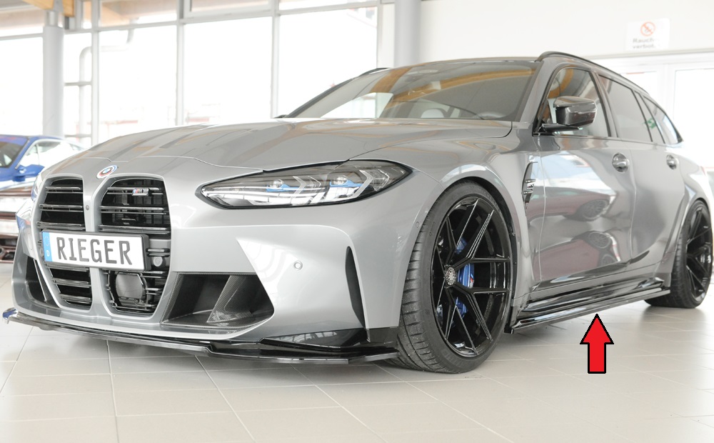 Zijskirts BMW 3-series G80 M3 (G234M): 03.2021 glans zwart