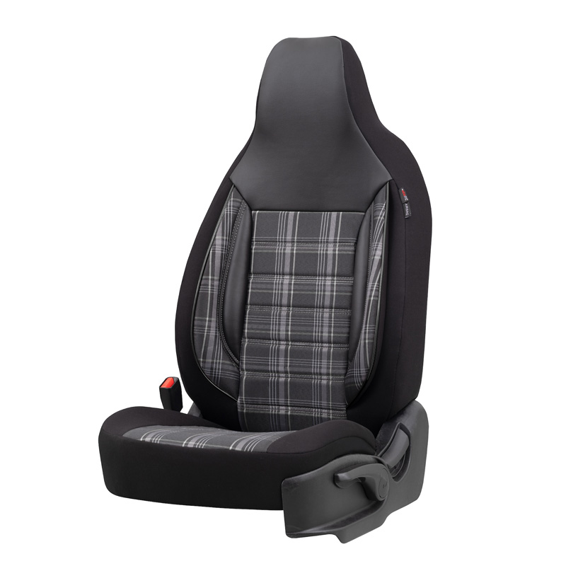 Universele Stoffen 'CityBug' Stoelhoezenset 'Sports' Zwart/Grijs/Wit - 9-delig - geschikt voor Side-Airbags