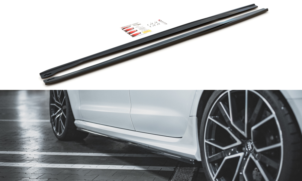 Zijskirts V.2 Audi RS6 C7 Maxton Glans Zwart