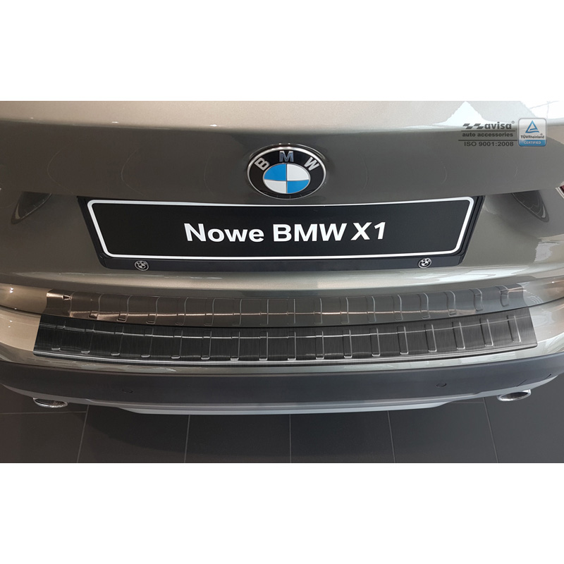 Black Stainless Steel Rear bumper protector  BMW X1 E84 2012-2015 'Ribs' excl. M-package