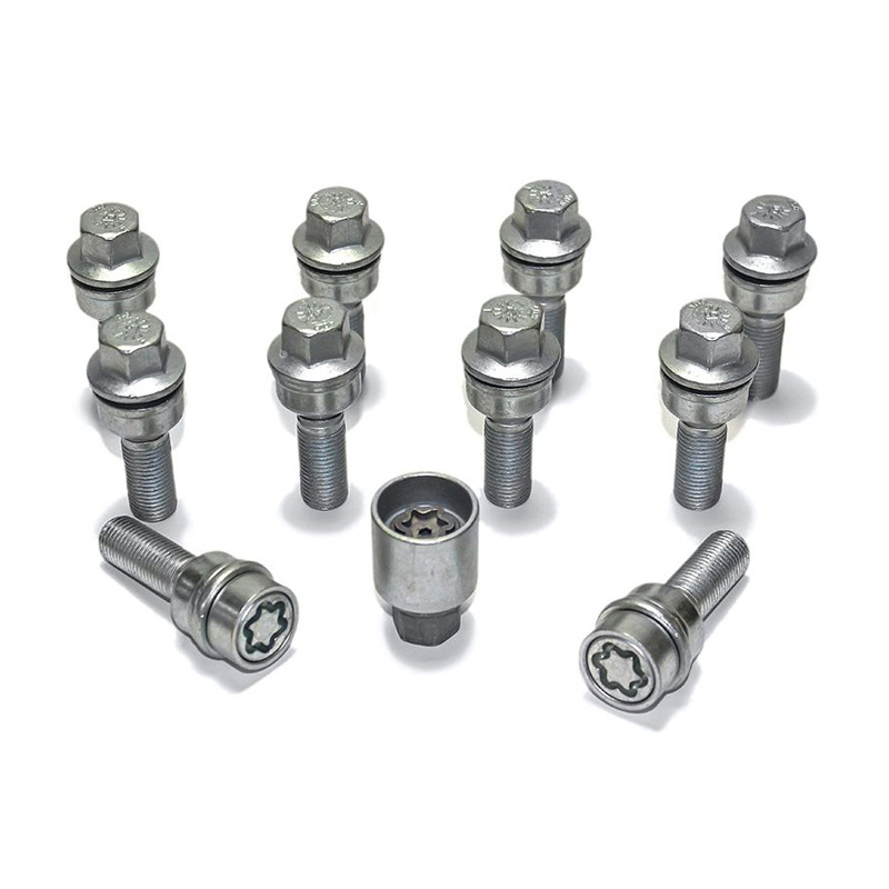 H&R Wheel bolt Set Round-Head with movable cone R14 M14x1.50 - Length 45mm - 10 pcs. (e.g.  Audi Q3, Q5) - incl. wheel-locks
