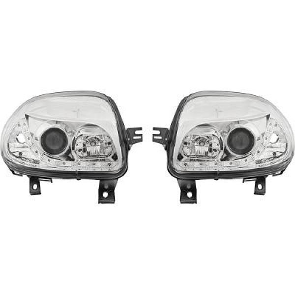 Koplampen Renault Clio 98-05 Devil Eyes DRL look chroom