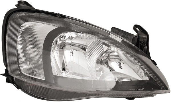 Koplampen Opel CORSA C. 00->> HELDERGLAS/ZWART