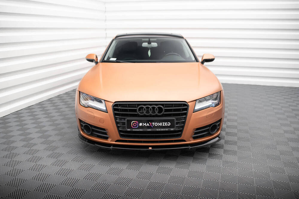Voorspoiler V.1 Audi A7 C7 Maxton Glans Zwart