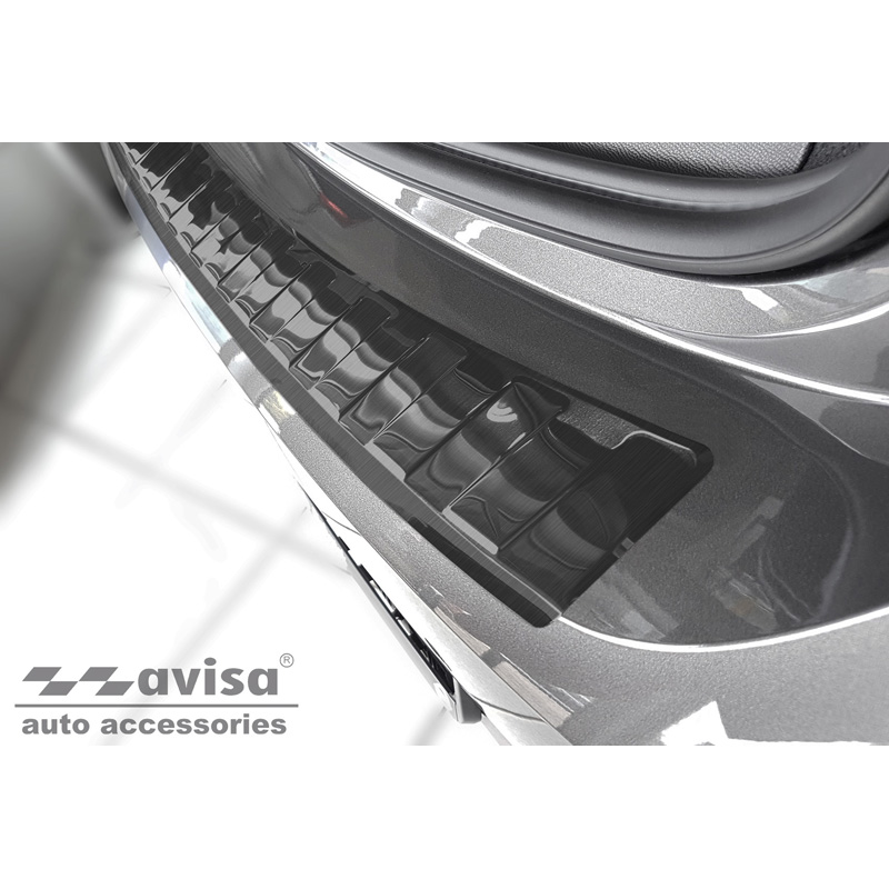 Black Stainless Steel Rear bumper protector  Opel Corsa F Edition/Elegance HB 5-doors 2019- 'Ribs' (excl. Equipment Ultimate)