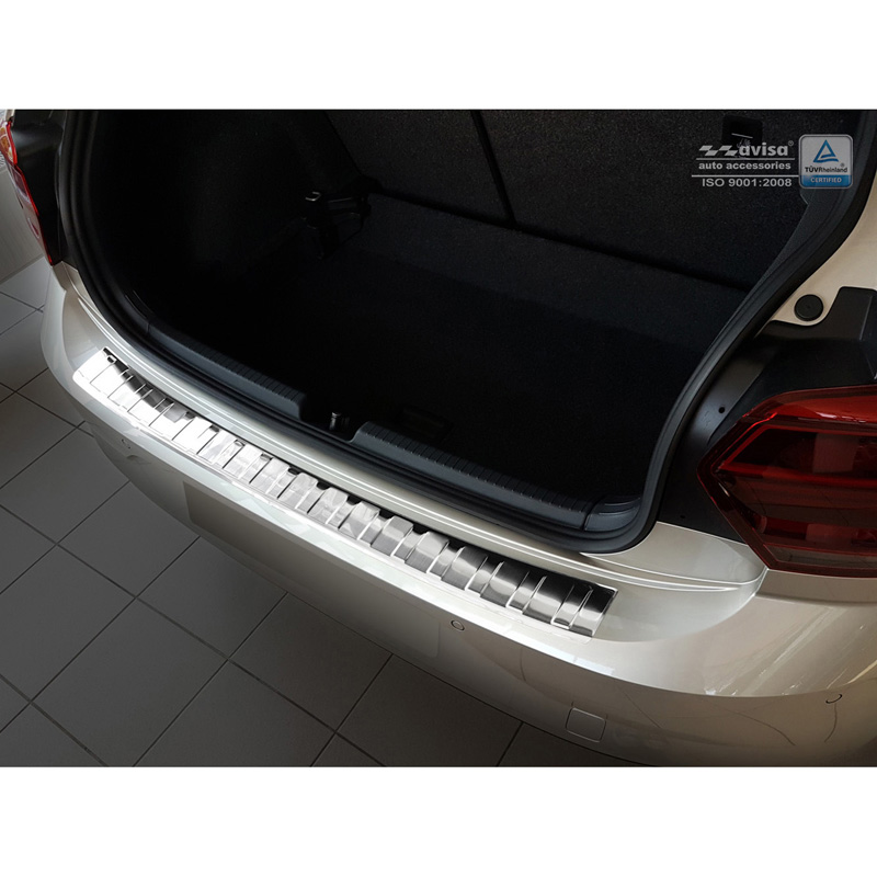 Stainless Steel Rear bumper protector  Volkswagen Polo VI 5-doors 2017-2021 & Facelift 2021- 'Ribs'